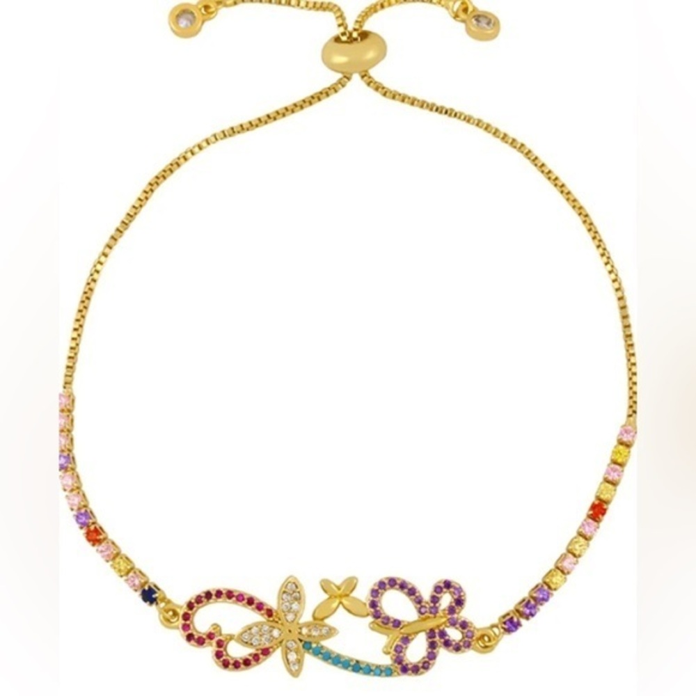 Rainbow Butterfly 24k gold plated bracelet